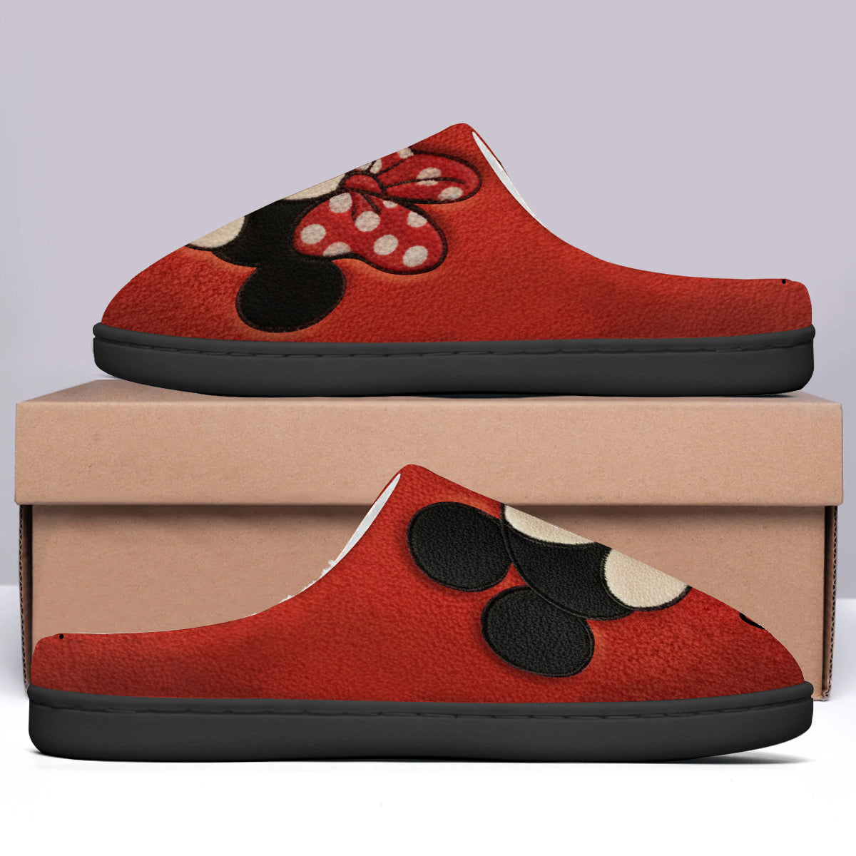 Cartoon Mouse Couple Xmas - Personalized Mouse Slippers