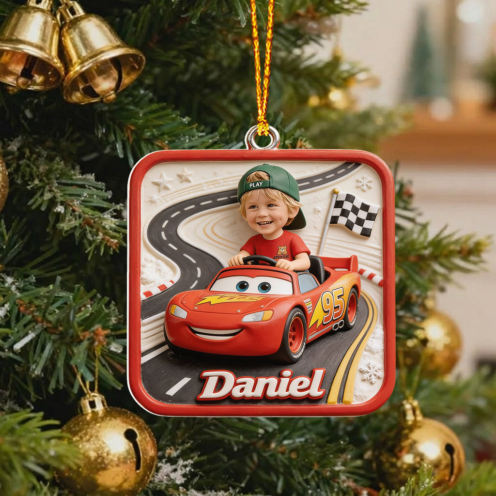 Kid And Car Friend Character - Personalized Racing Lover Premium 3D Ornament