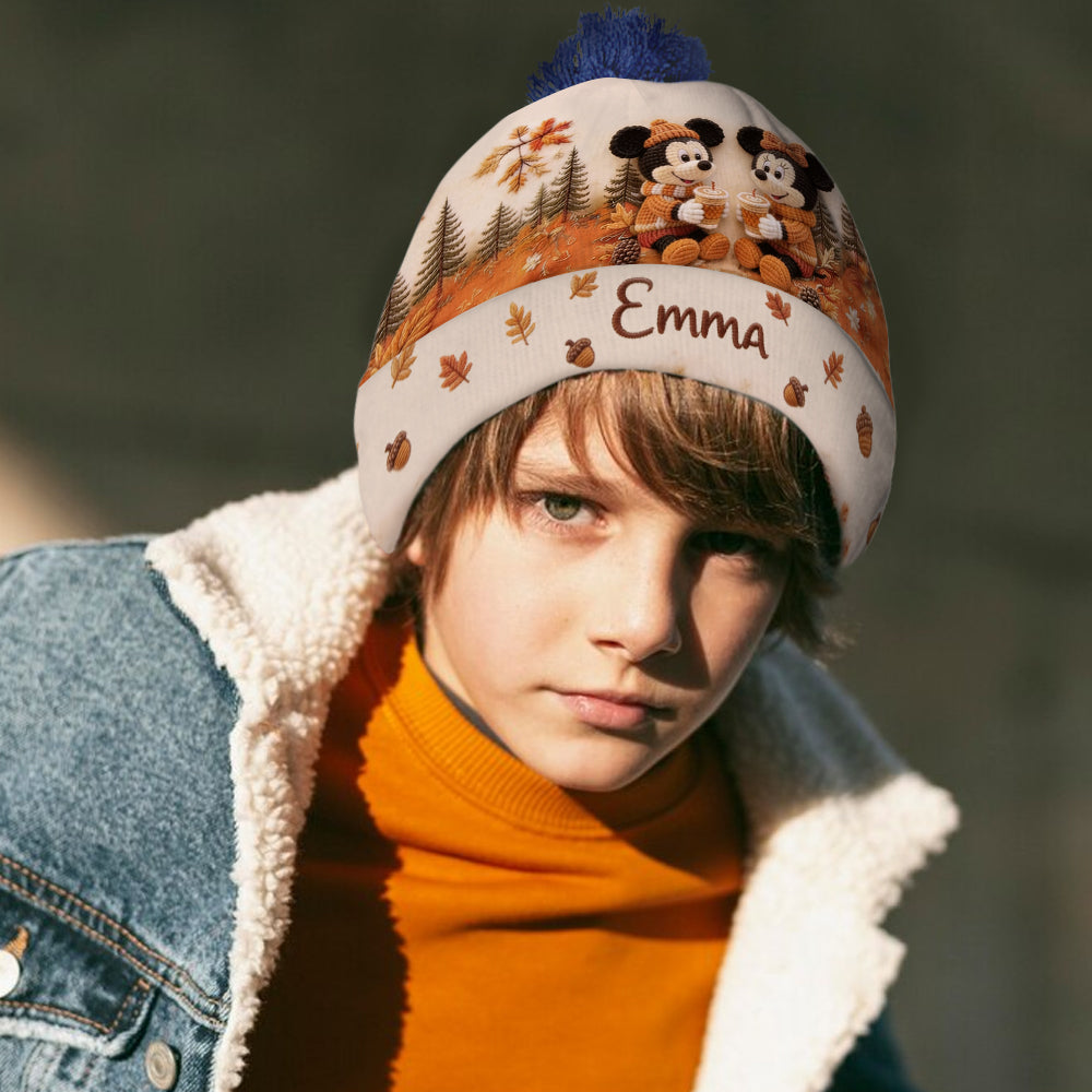 Pumpkin Spice & Cozy Vibes - Personalized Mouse Beanie Hat