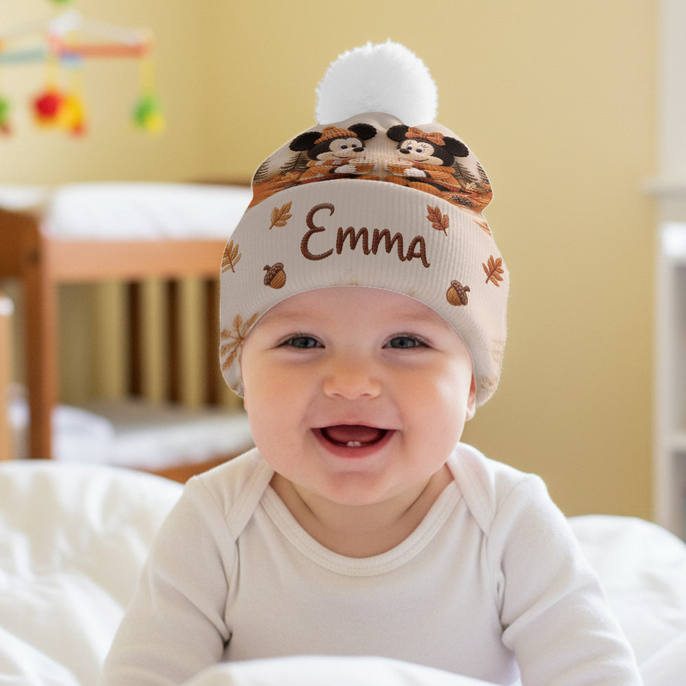 Pumpkin Spice & Cozy Vibes - Personalized Mouse Beanie Hat