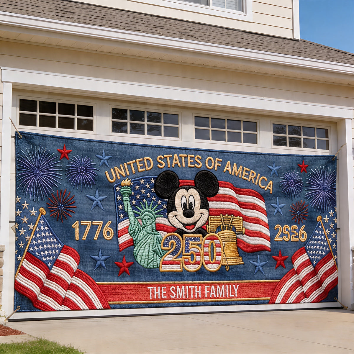 America 250th Anniversary - Personalized Mouse Garage Door Banner