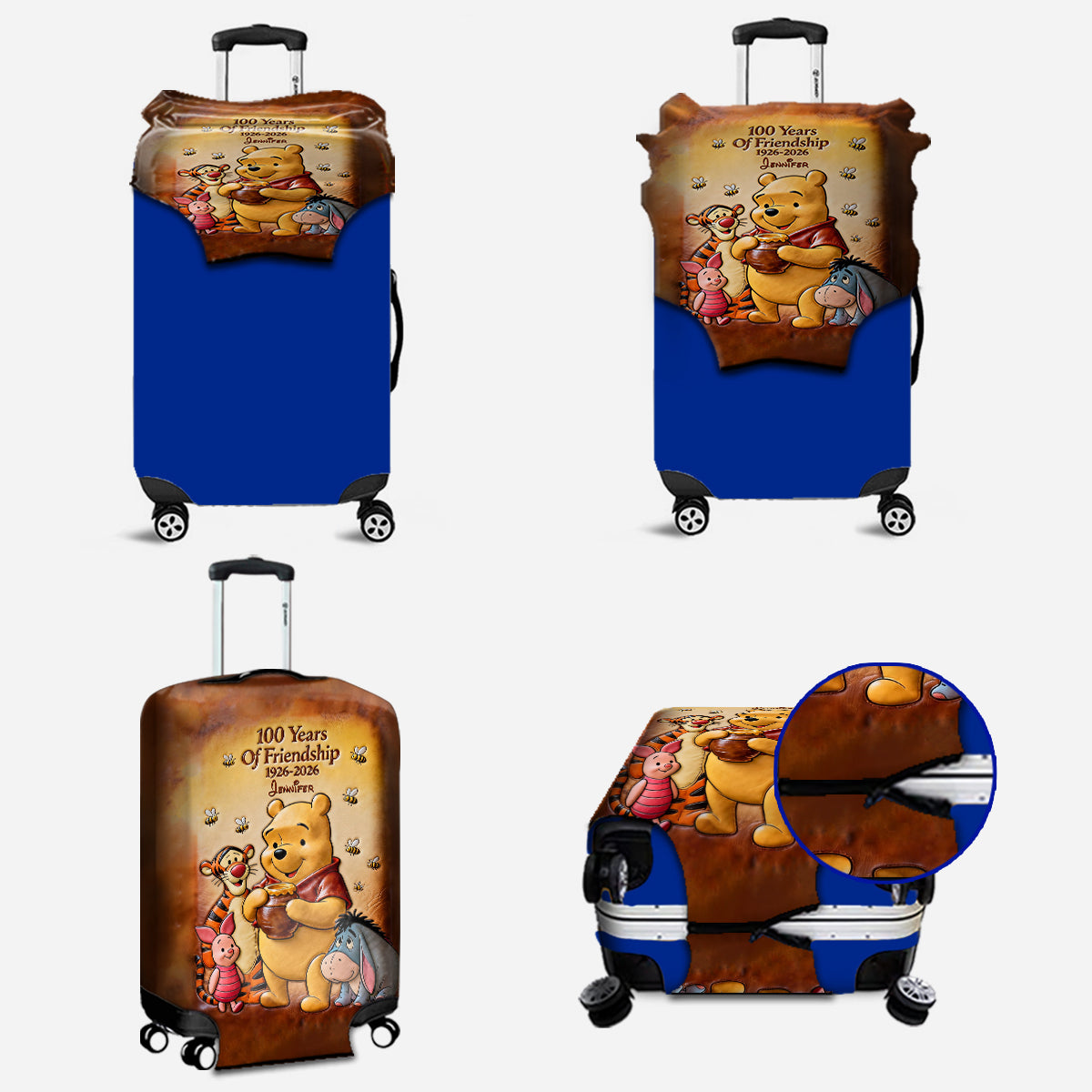 100th Anniversary - Personalized Yellow Bear Luggage Cover