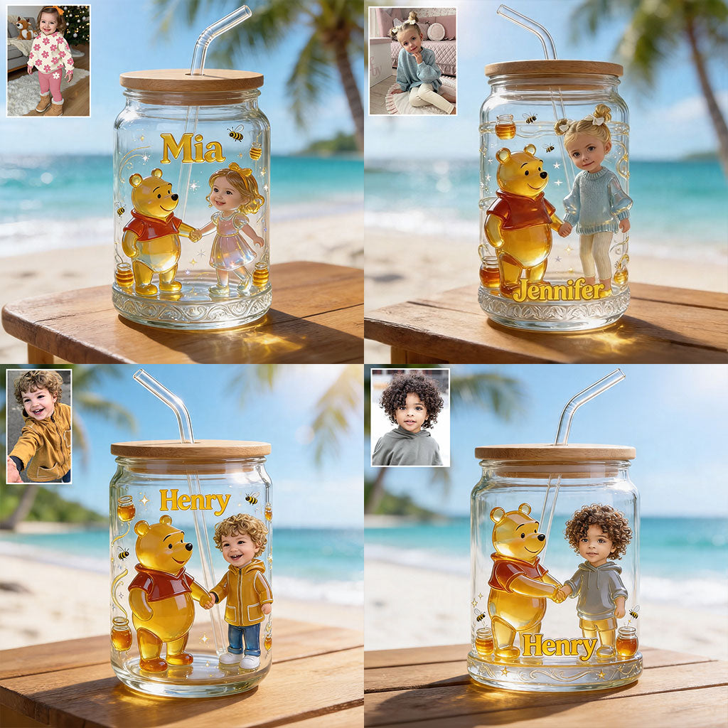 Besties Forever - Personalized Yellow Bear Can Glass