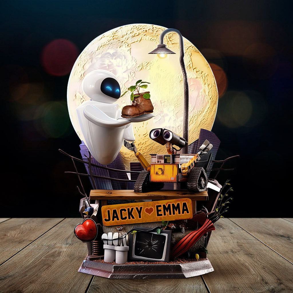 Robot Couple - Personalized Couple Custom Shaped Acrylic Plaque