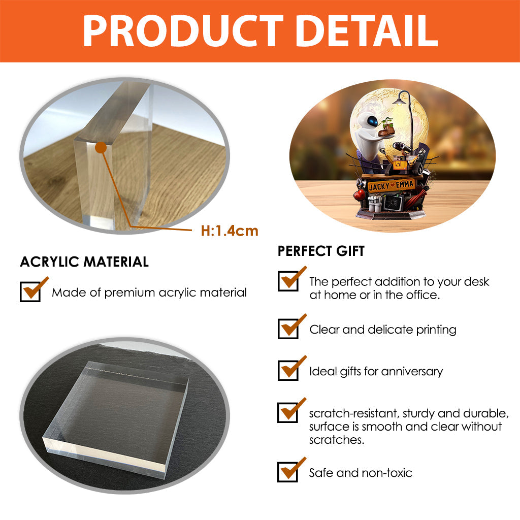 Robot Couple - Personalized Couple Custom Shaped Acrylic Plaque