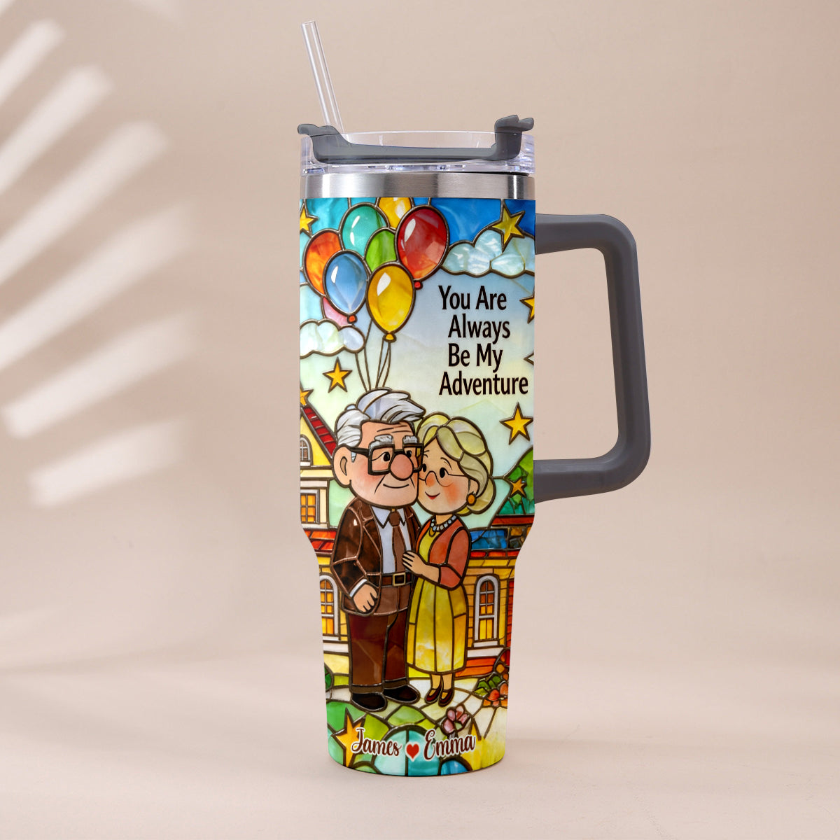 You Are Always Be My Adventure - Personalized Up Movie Couple Tumbler With Plush Charm
