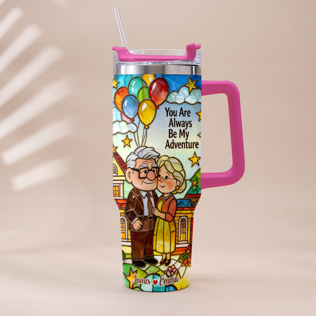 You Are Always Be My Adventure - Personalized Up Movie Couple Tumbler With Plush Charm