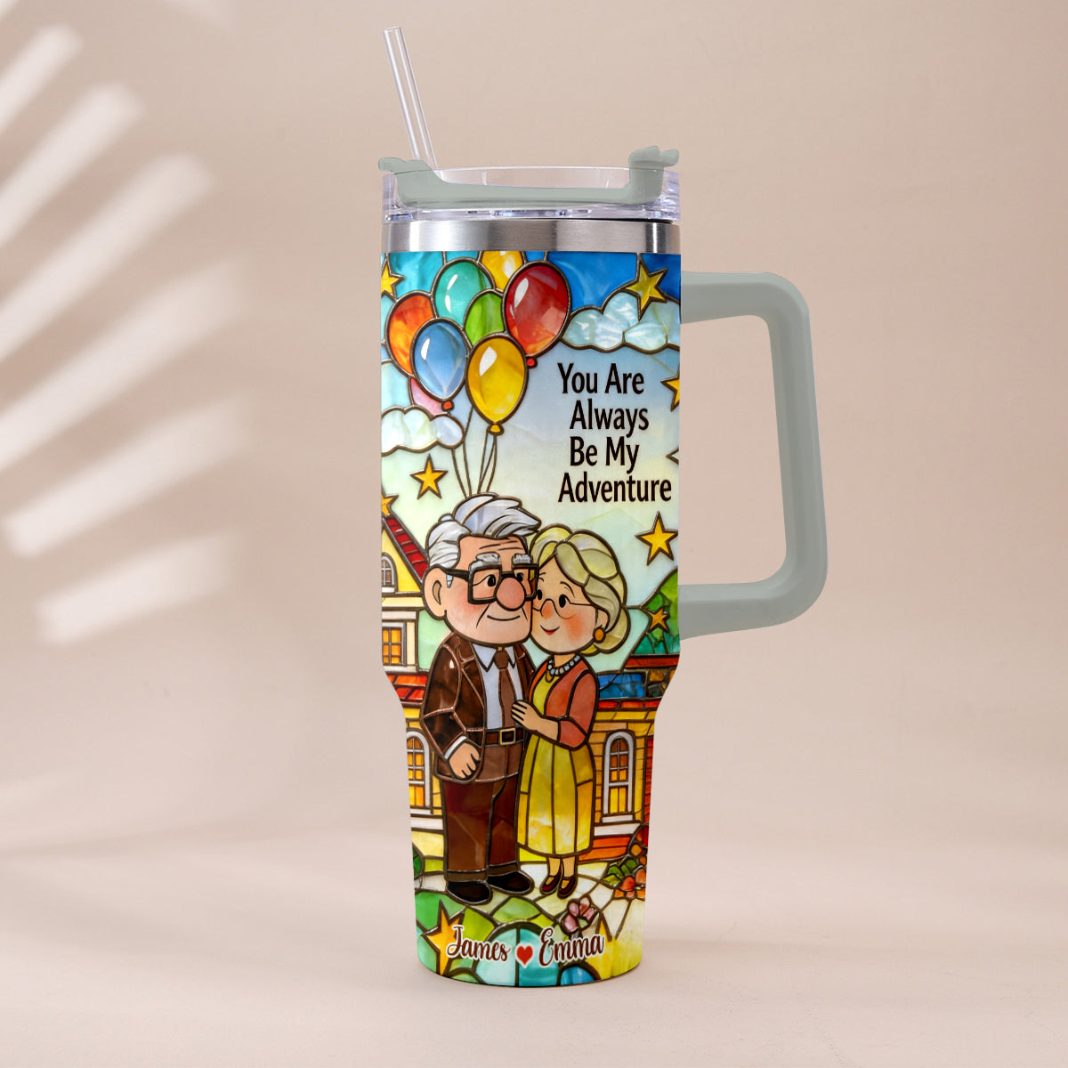 You Are Always Be My Adventure - Personalized Up Movie Couple Tumbler With Plush Charm