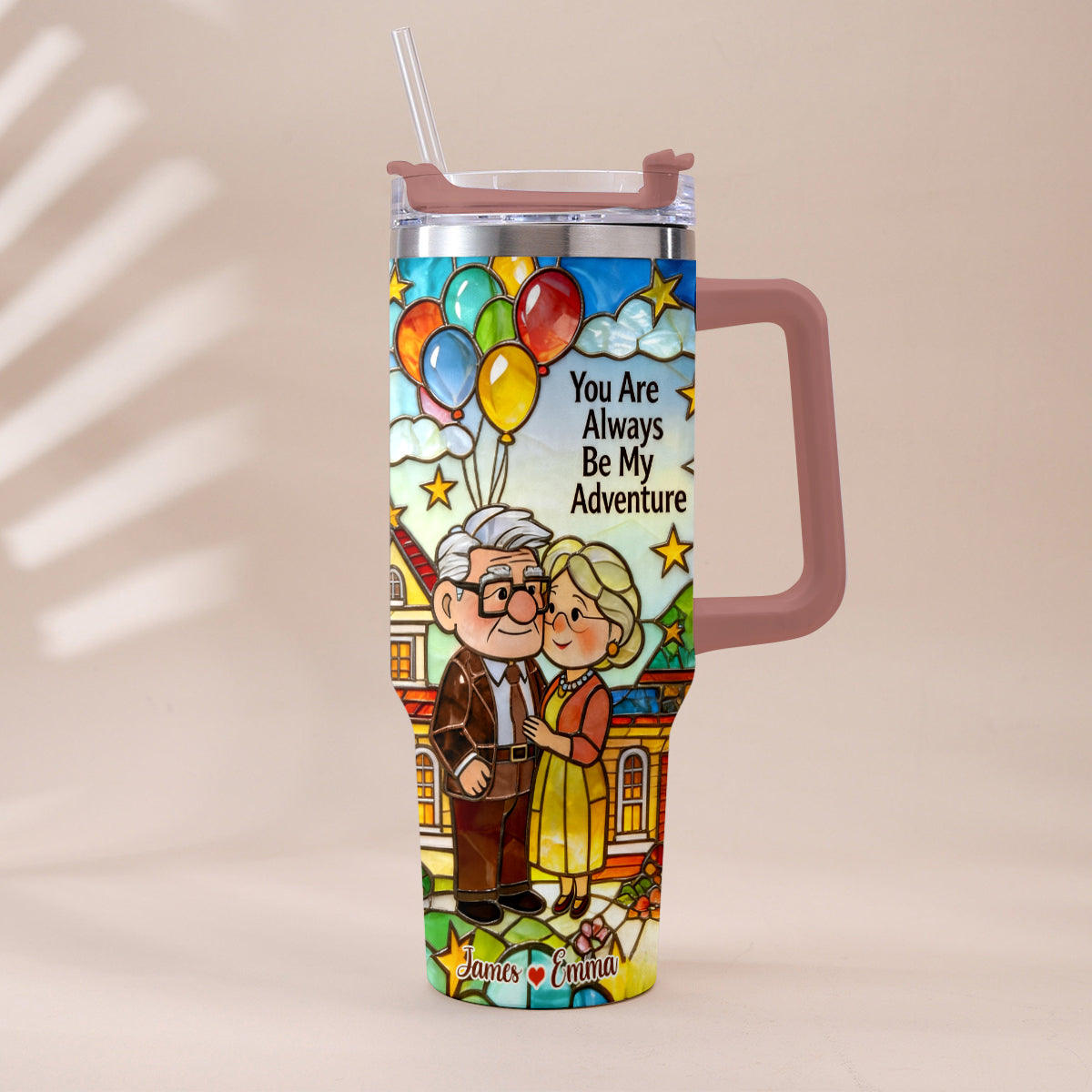 You Are Always Be My Adventure - Personalized Up Movie Couple Tumbler With Plush Charm
