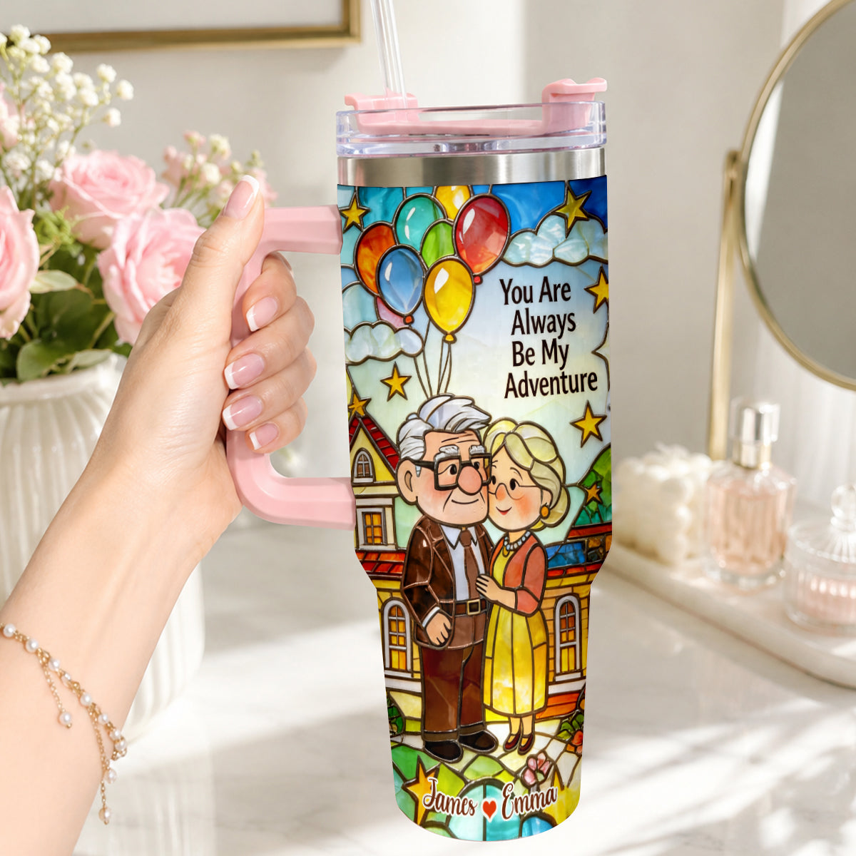 You Are Always Be My Adventure - Personalized Up Movie Couple Tumbler With Plush Charm