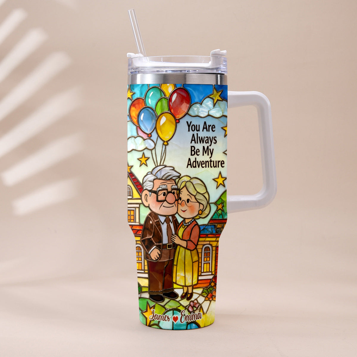 You Are Always Be My Adventure - Personalized Up Movie Couple Tumbler With Plush Charm