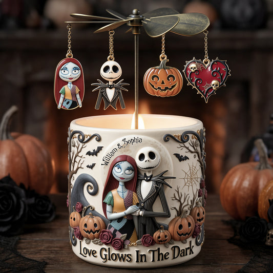 Love Glows In The Dark - Personalized Nightmare Spinning Candle Holder