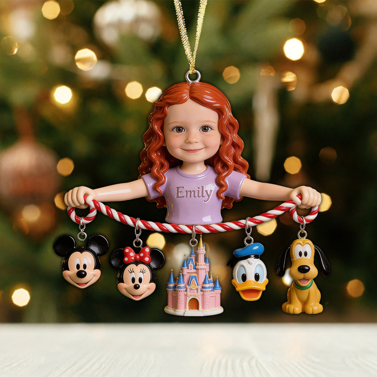Merry Moments - Personalized Mouse Ornament With Charm