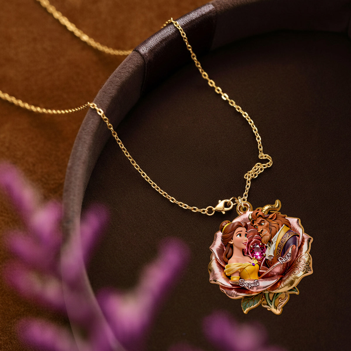 Tale As Old As Time - Personalized Beauty And The Beast Shaped Metal Pendant Necklace
