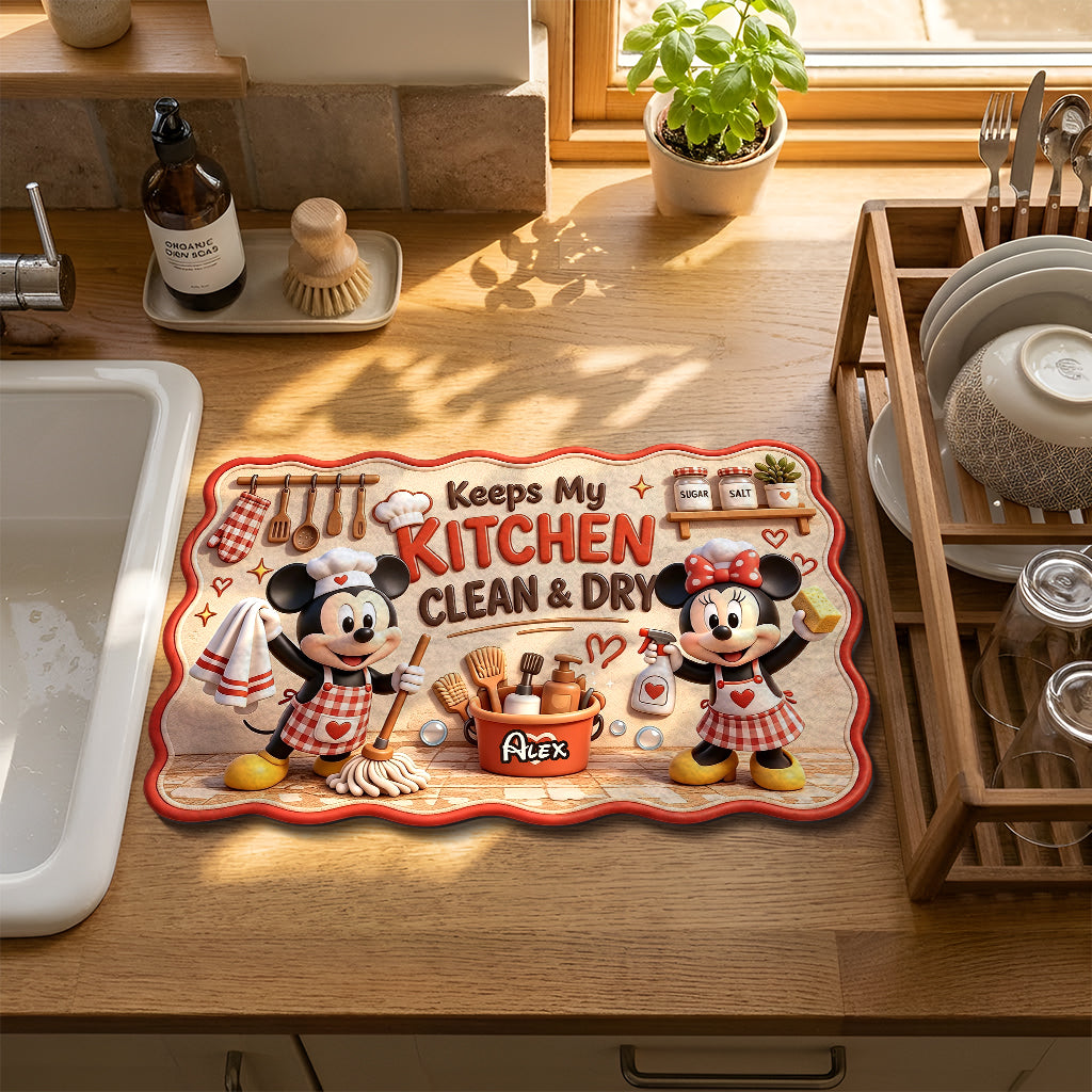 Cartoon Mouse Kitchen Mat - Personalized Mouse Drying Mat