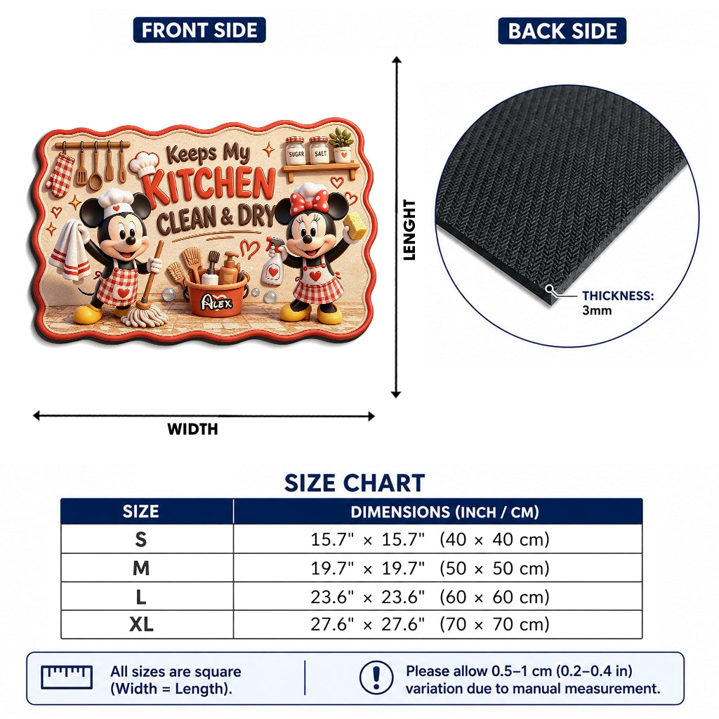 Cartoon Mouse Kitchen Mat - Personalized Mouse Drying Mat