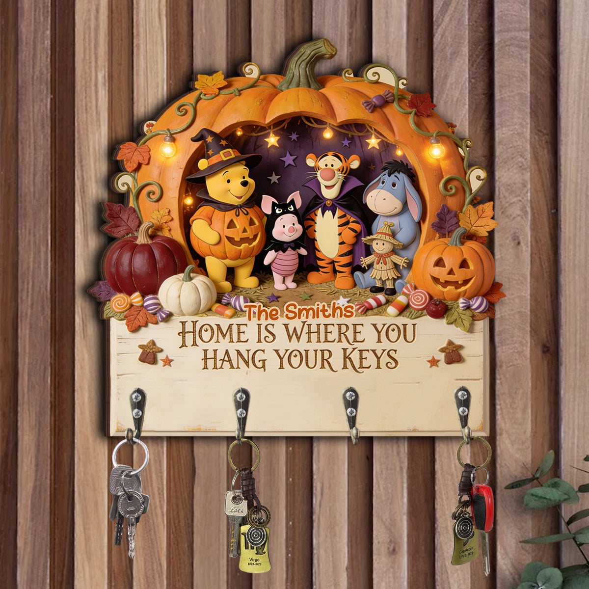 Halloween Vibes - Personalized Yellow Bear Custom Shaped Hanging Rack