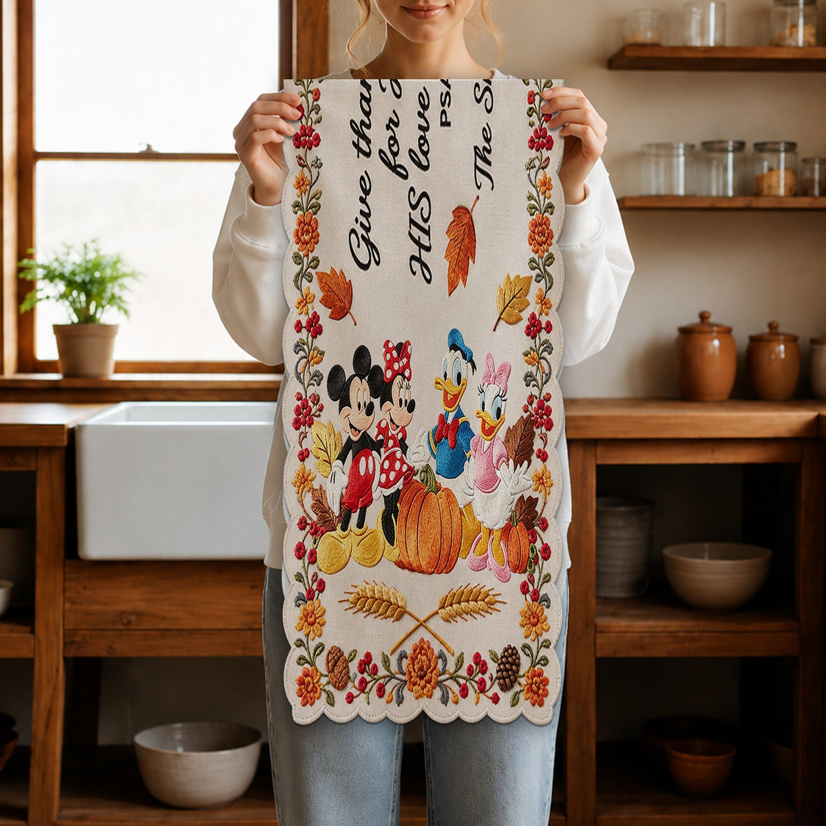Thankful - Personalized Mouse Custom Shape Table Runner