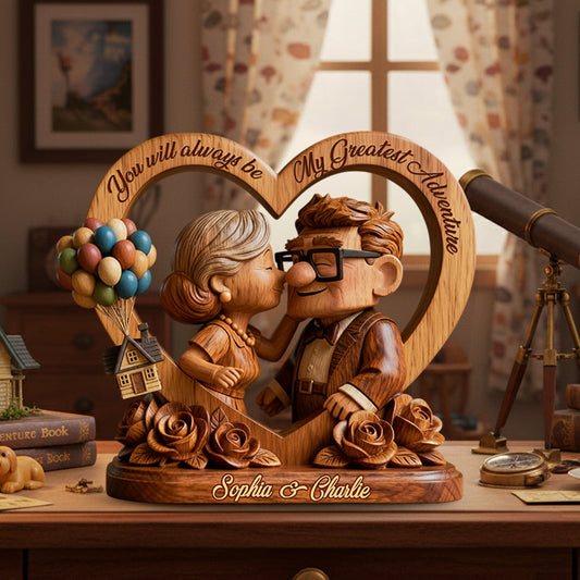 You Are My Greatest Adventure - Personalized Couple Custom Shaped Wood Plaque