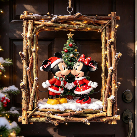 Merry Christmas - Personalized Mouse Custom Shaped Wood Sign