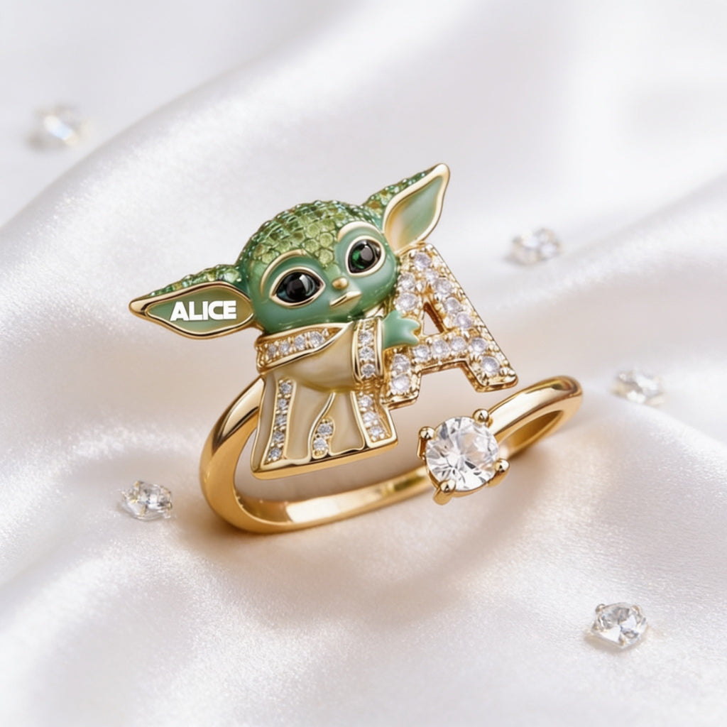 Galaxy Character Holding Love Letter - Personalized The Force Adjustable Shaped Ring