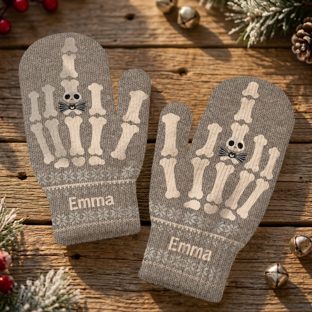 Funny Skeleton Hand - Personalized Nightmare Knitted Mittens