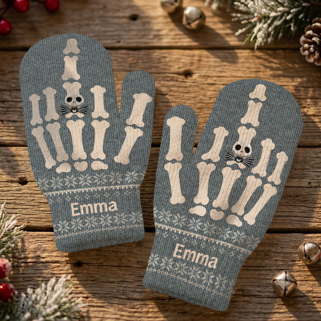 Funny Skeleton Hand - Personalized Nightmare Knitted Mittens