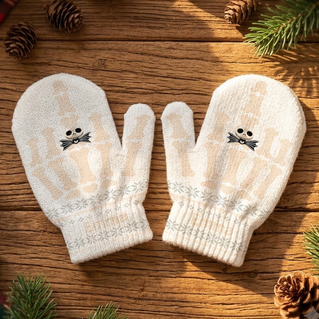 Funny Skeleton Hand - Personalized Nightmare Knitted Mittens