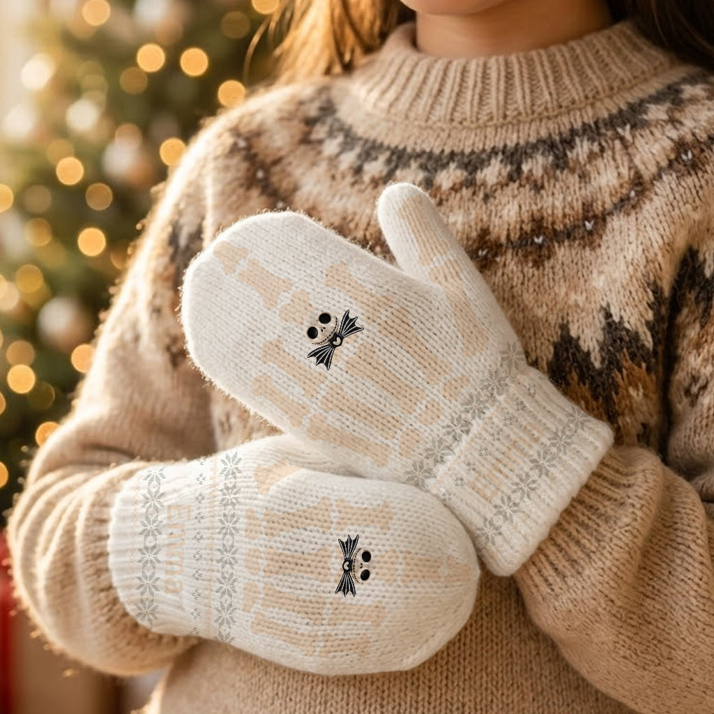 Funny Skeleton Hand - Personalized Nightmare Knitted Mittens