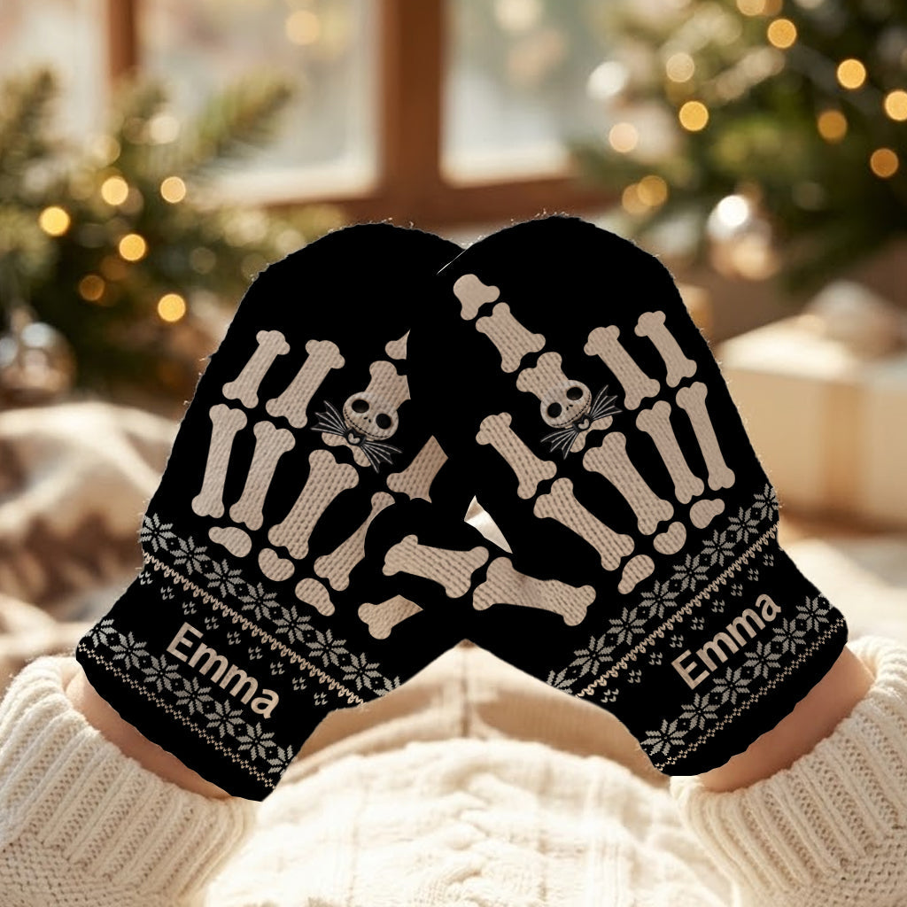 Funny Skeleton Hand - Personalized Nightmare Knitted Mittens
