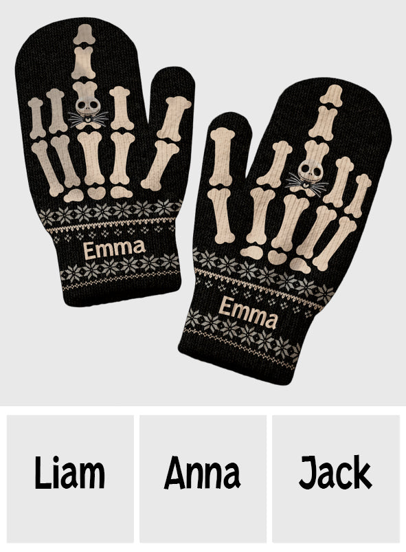 Funny Skeleton Hand - Personalized Nightmare Knitted Mittens