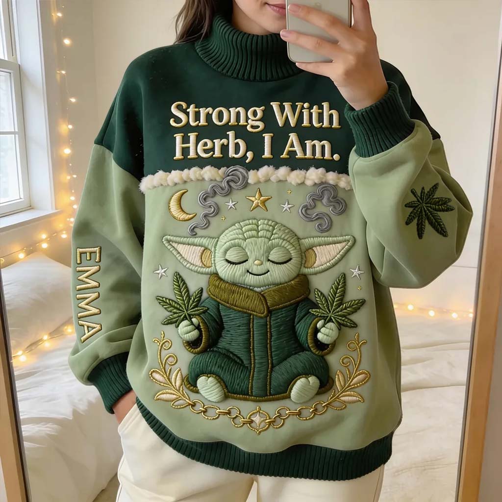 Strong With Herb - Personalized The Force Mock Neck Sweatshirt
