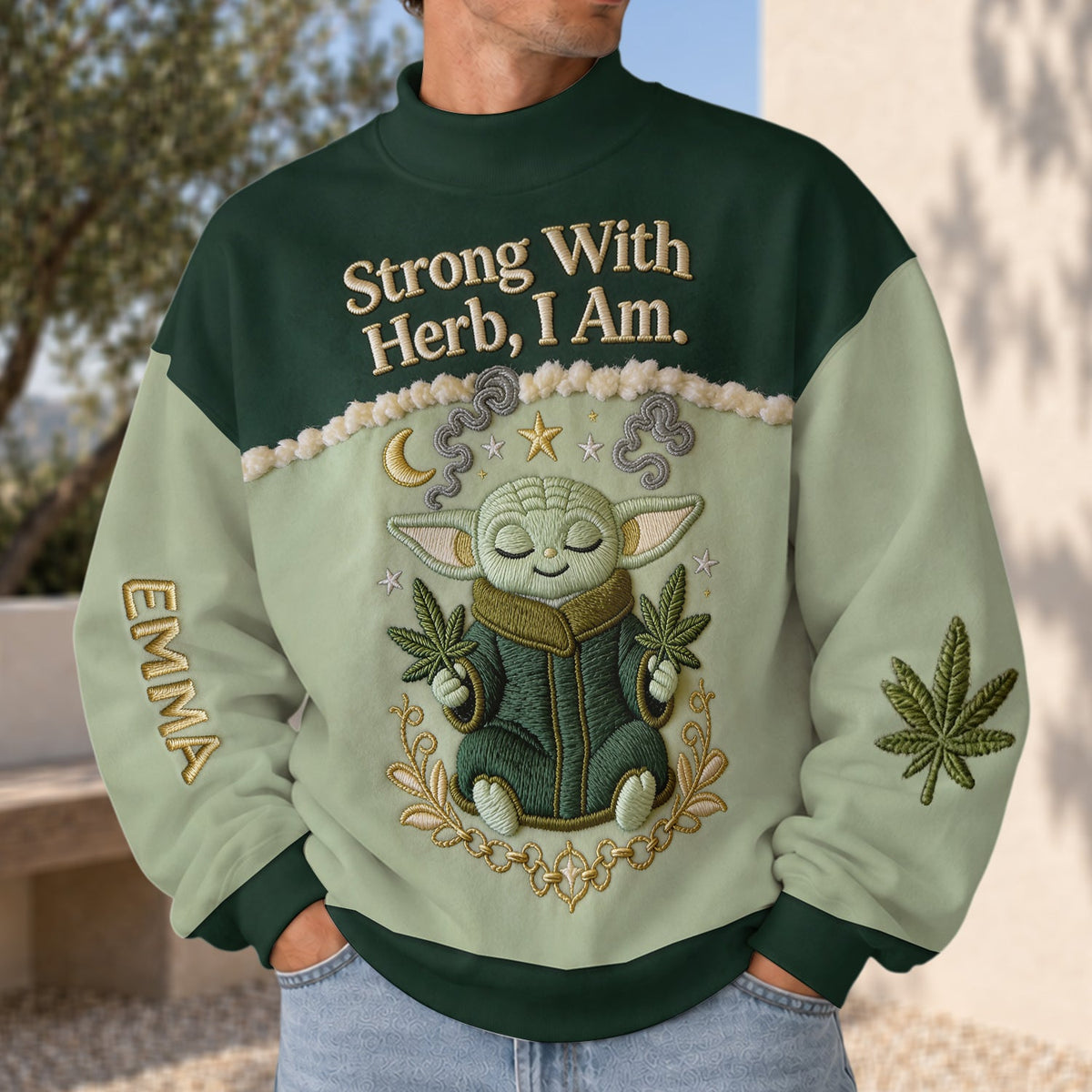 Strong With Herb - Personalized The Force Mock Neck Sweatshirt