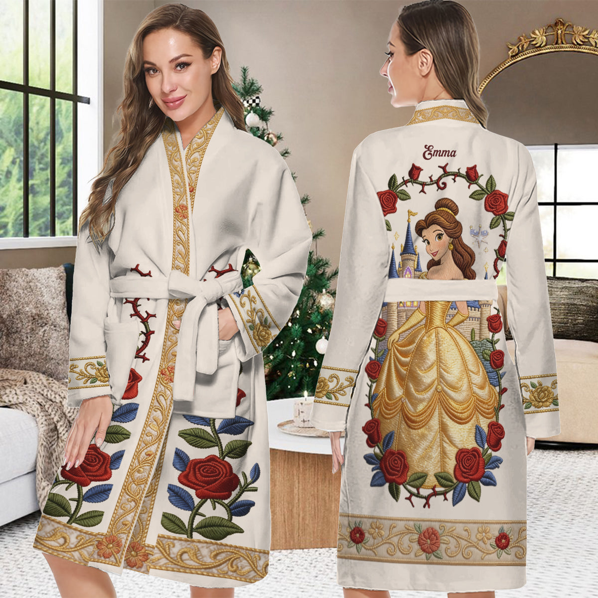 Tale As Old As Time - Personalized Beauty And The Beast Pajama Kimono Robe