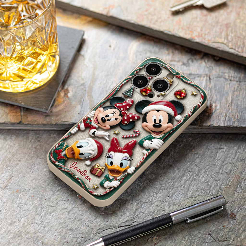Magical Friends - Personalized Mouse 3D Embossed Leather Phone Case