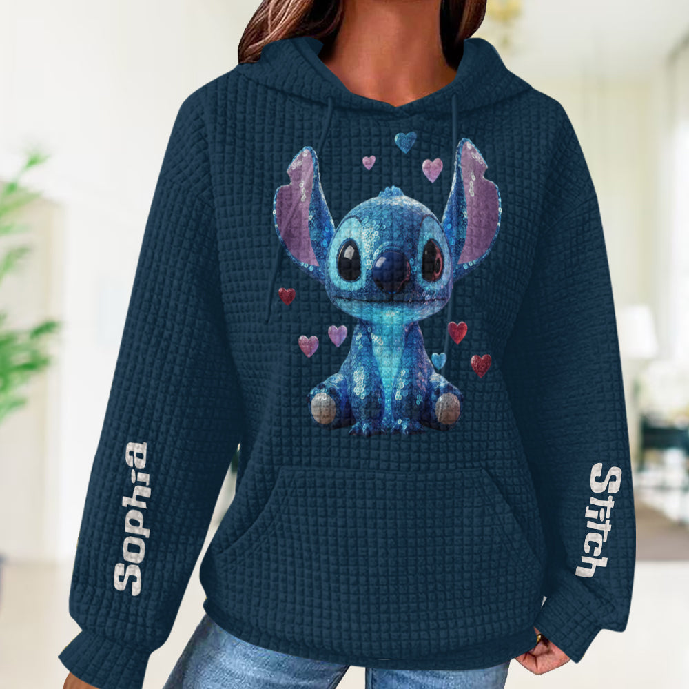 Ohana Means Family - Personalized Ohana Waffle Hoodie