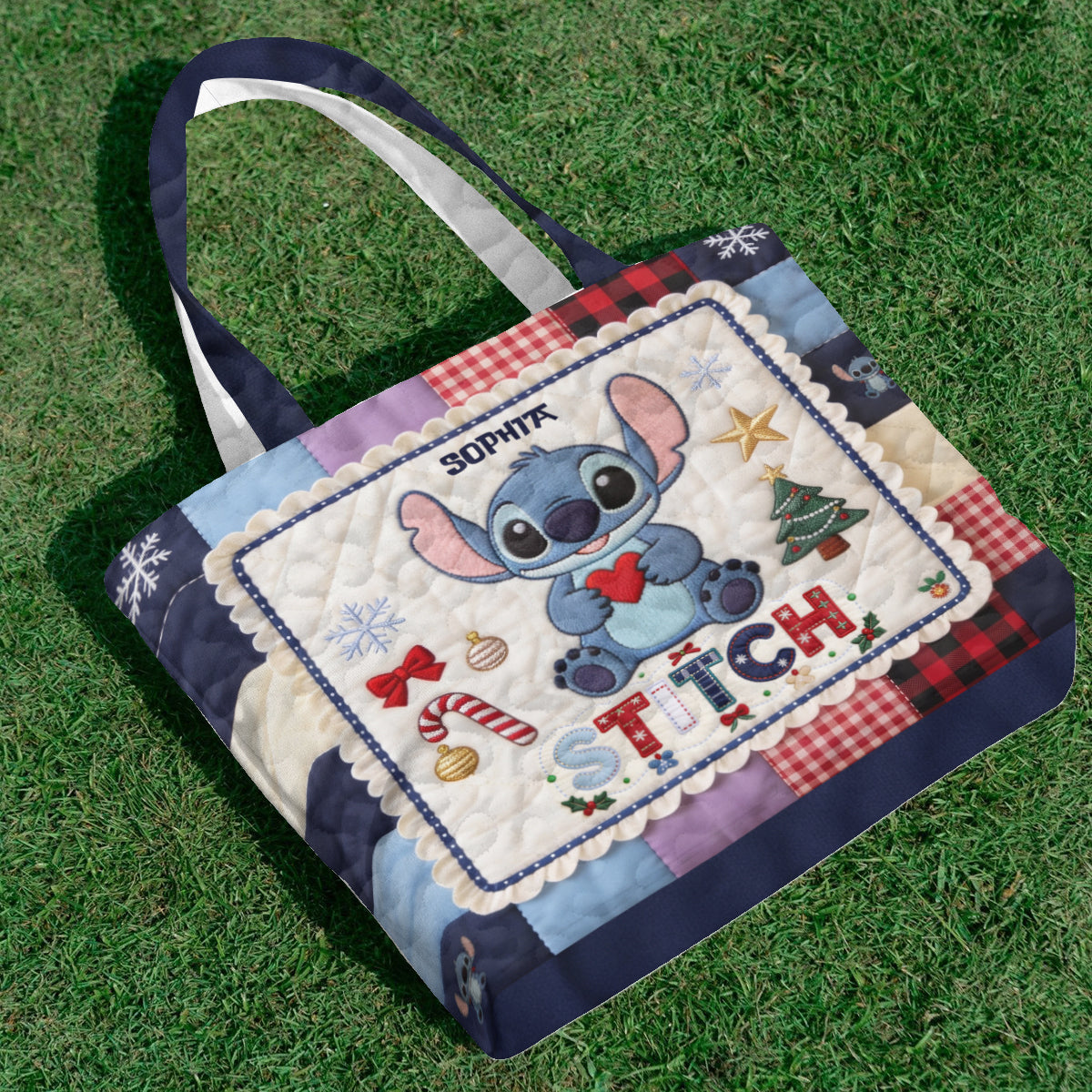 Merry Christmas - Personalized Ohana Quilted Tote Bag