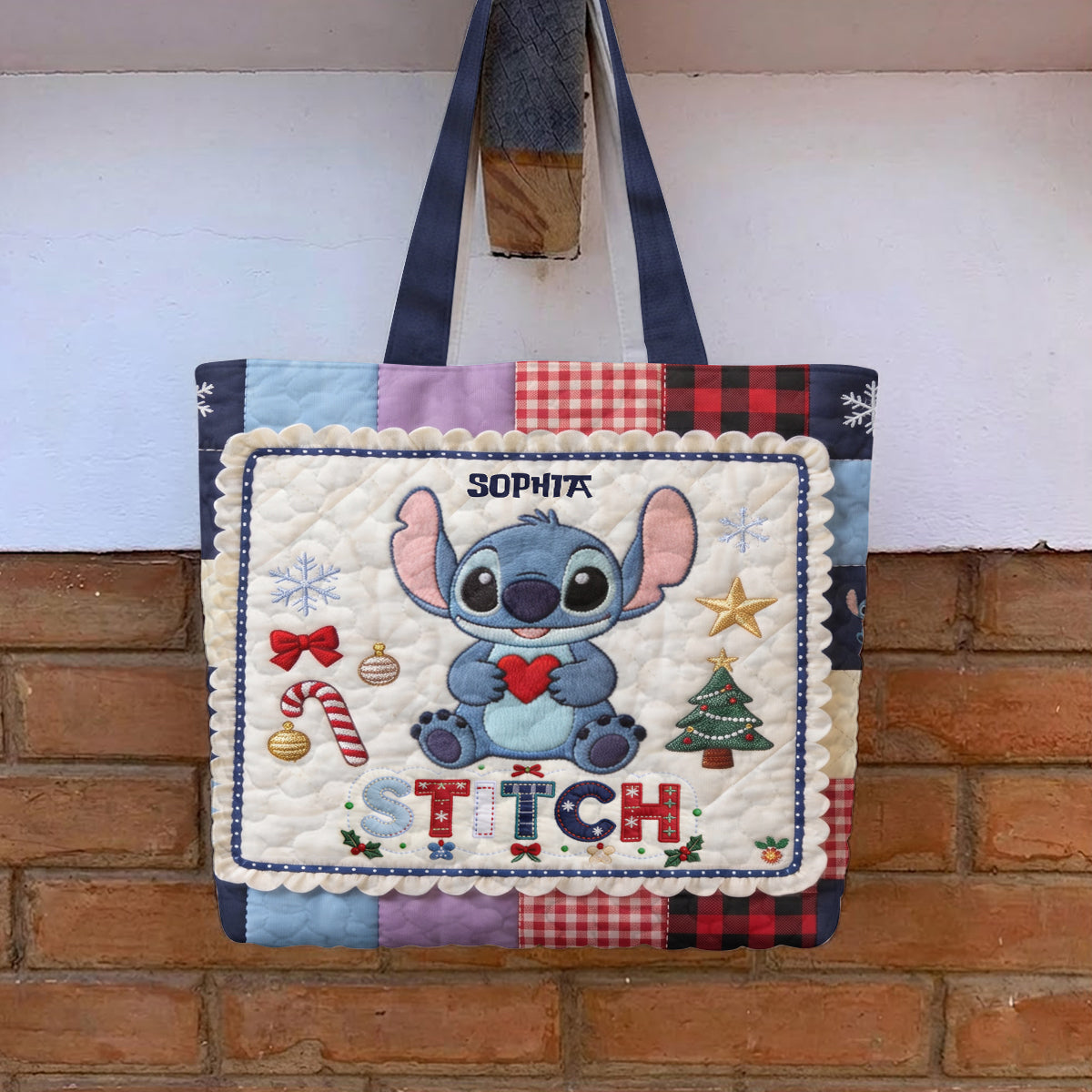Merry Christmas - Personalized Ohana Quilted Tote Bag