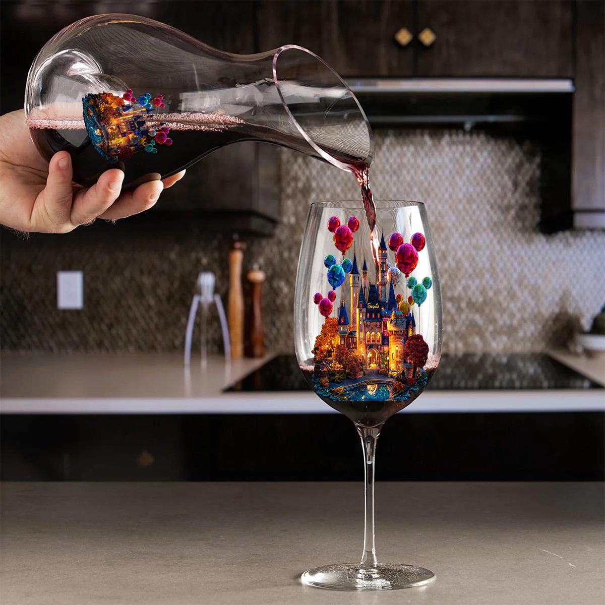 Magical Night - Personalized Mouse Wine Glass With Long Stem