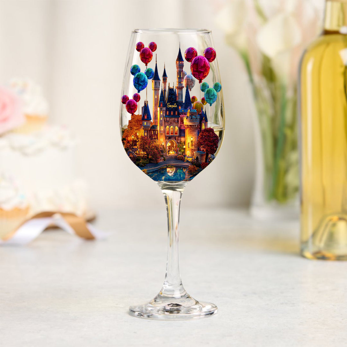 Magical Night - Personalized Mouse Wine Glass With Long Stem