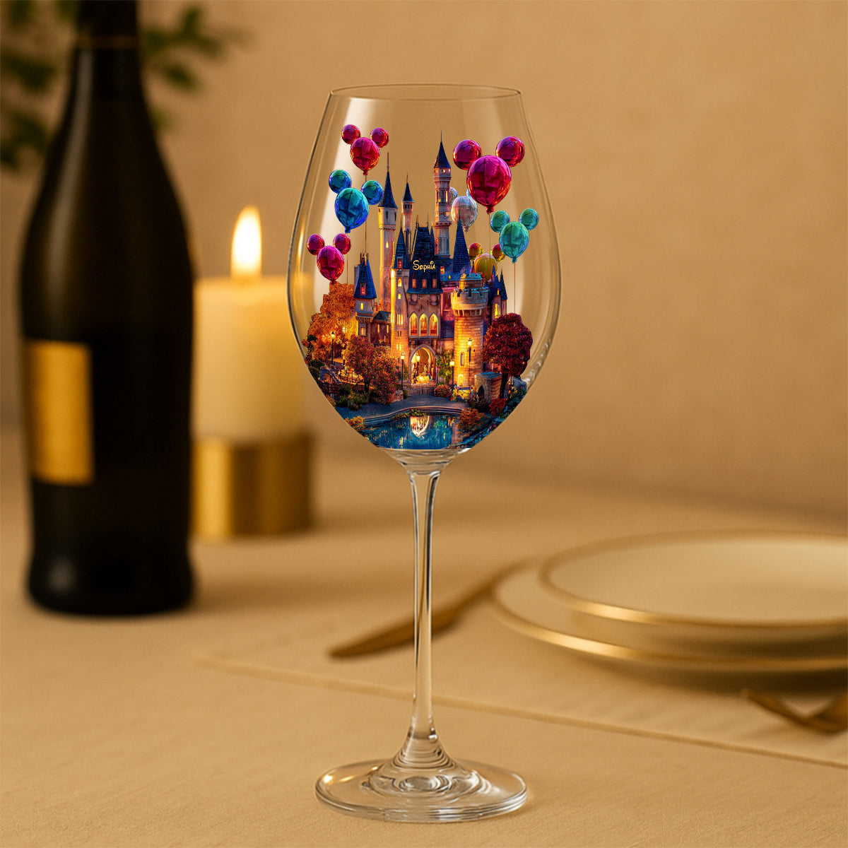Magical Night - Personalized Mouse Wine Glass With Long Stem