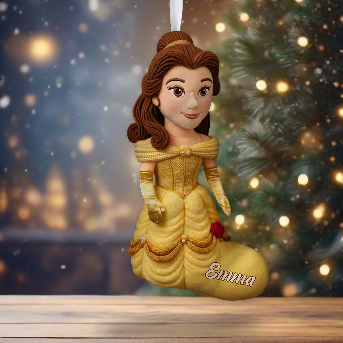Funny Couple Christmas Hanging Socks - Personalized Beauty And The Beast Shaped Christmas Stocking