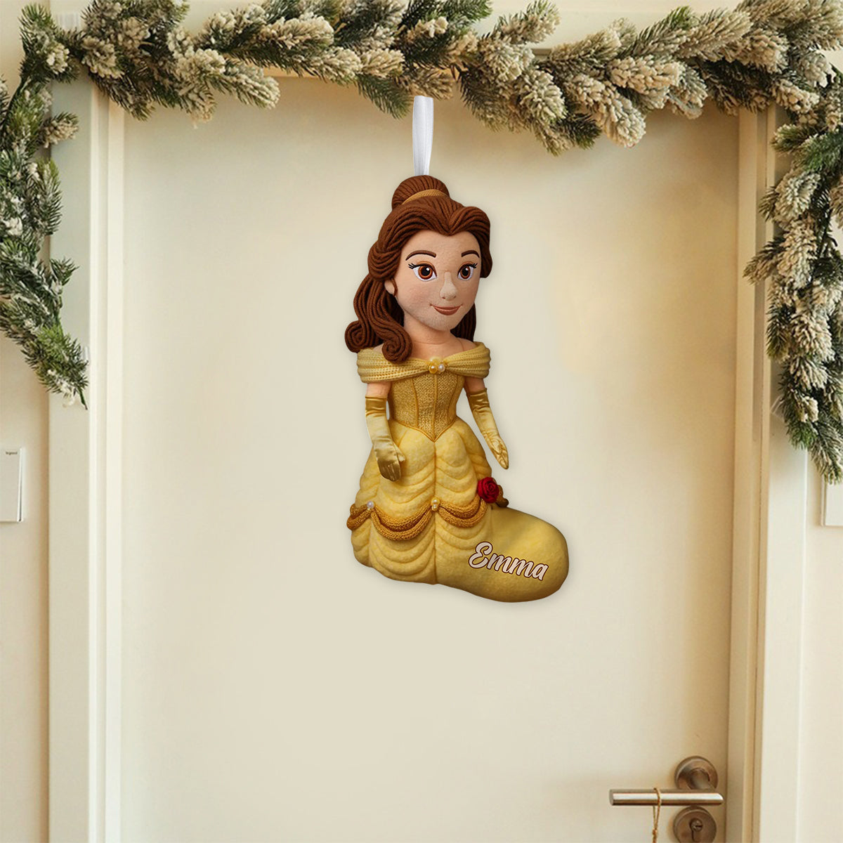 Funny Couple Christmas Hanging Socks - Personalized Beauty And The Beast Shaped Christmas Stocking