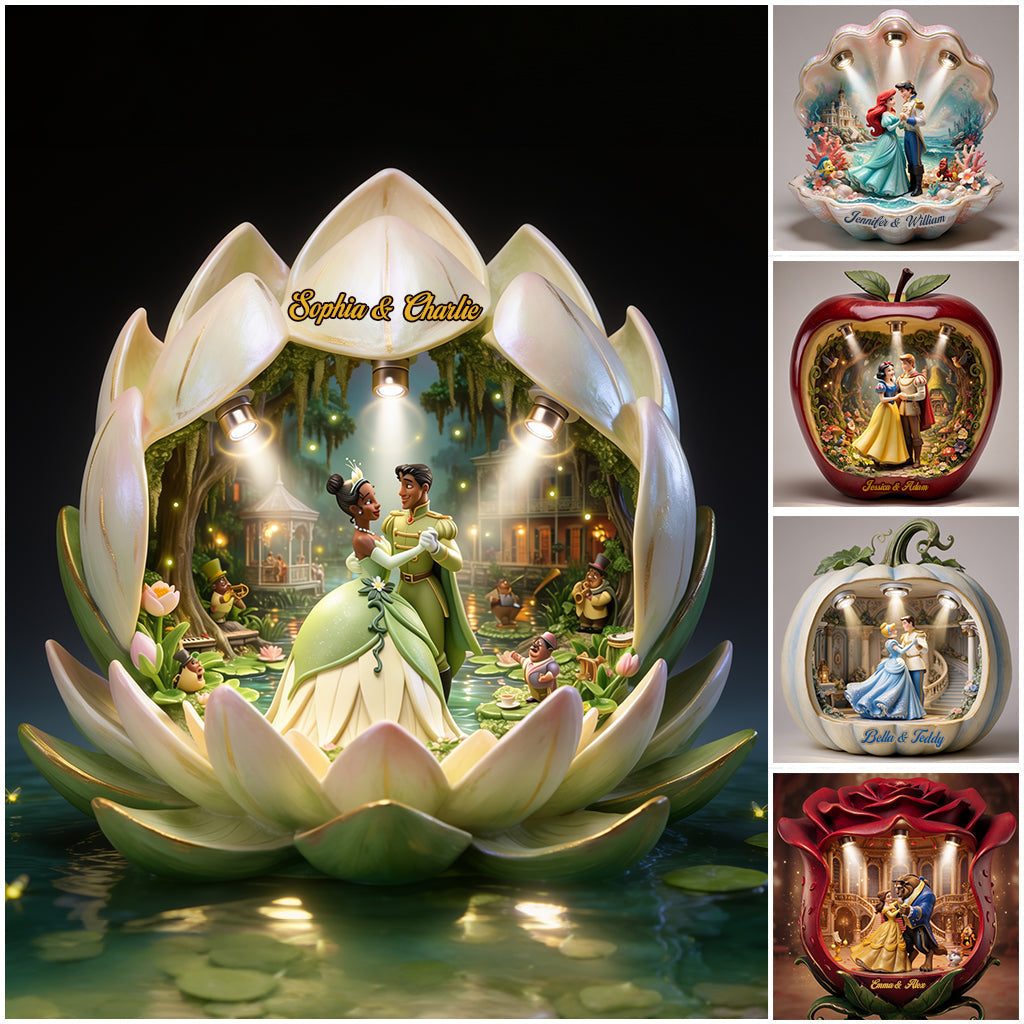 Once Upon A Time - Personalized Beautiful Princess Wooden Light Shadow Box