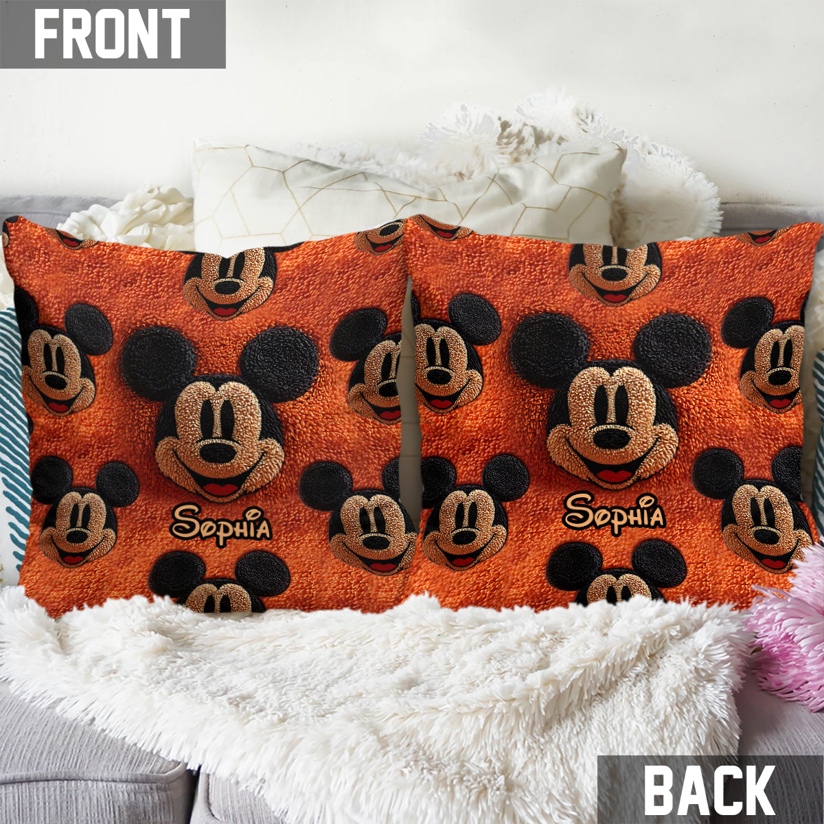Big Ears Mouse Friend - Personalized Mouse Throw Pillow