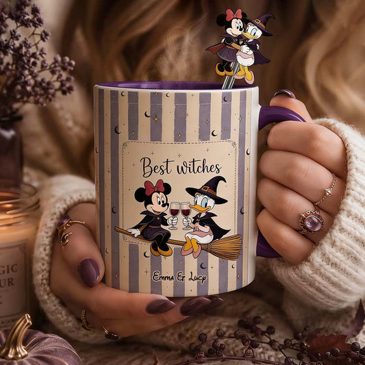 Best Witches, Besties Gift Idea - Personalized Witch Set Accent Mug with Acrylic Stirrers