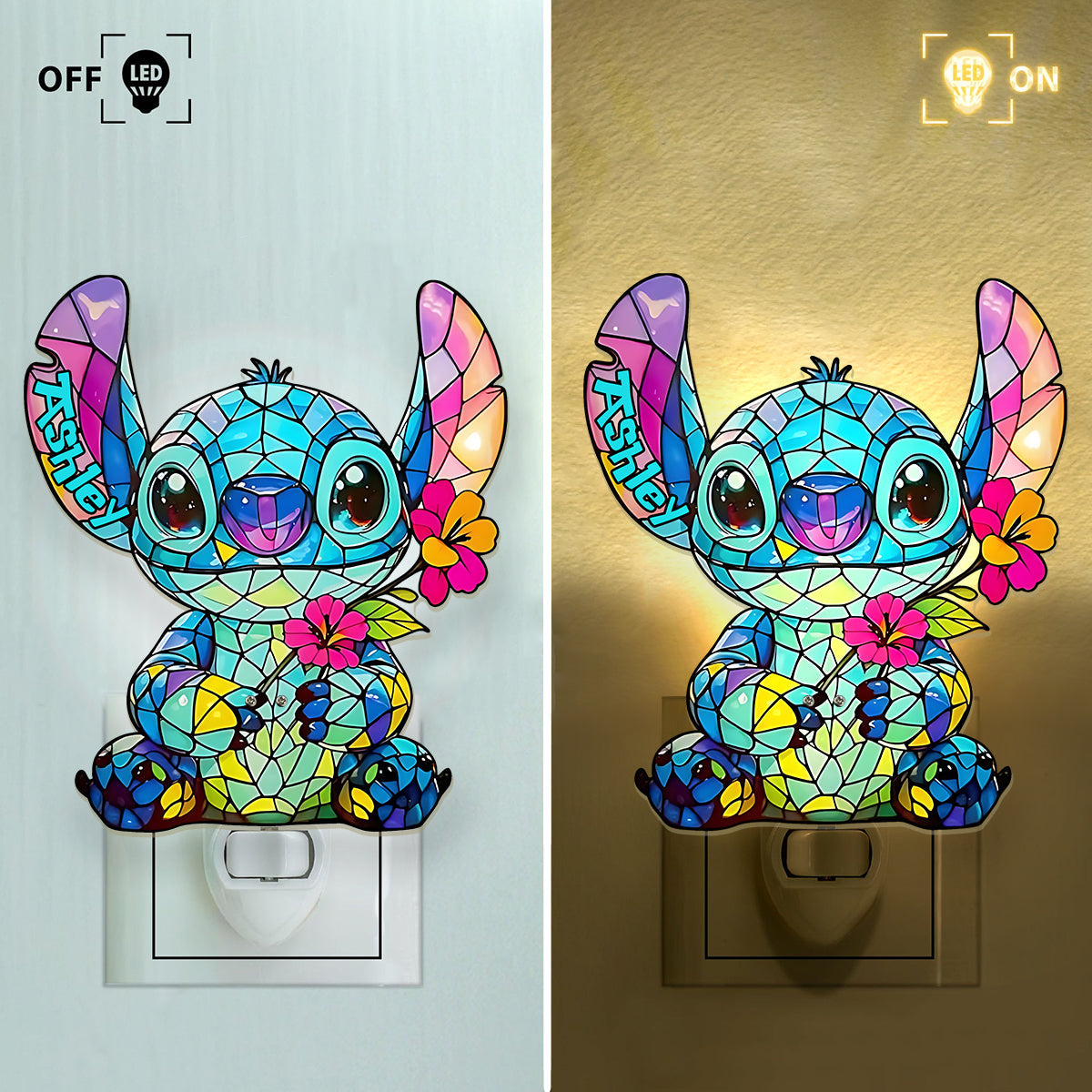 Floral Ohana - Personalized Ohana Acrylic Plug-In Night Light