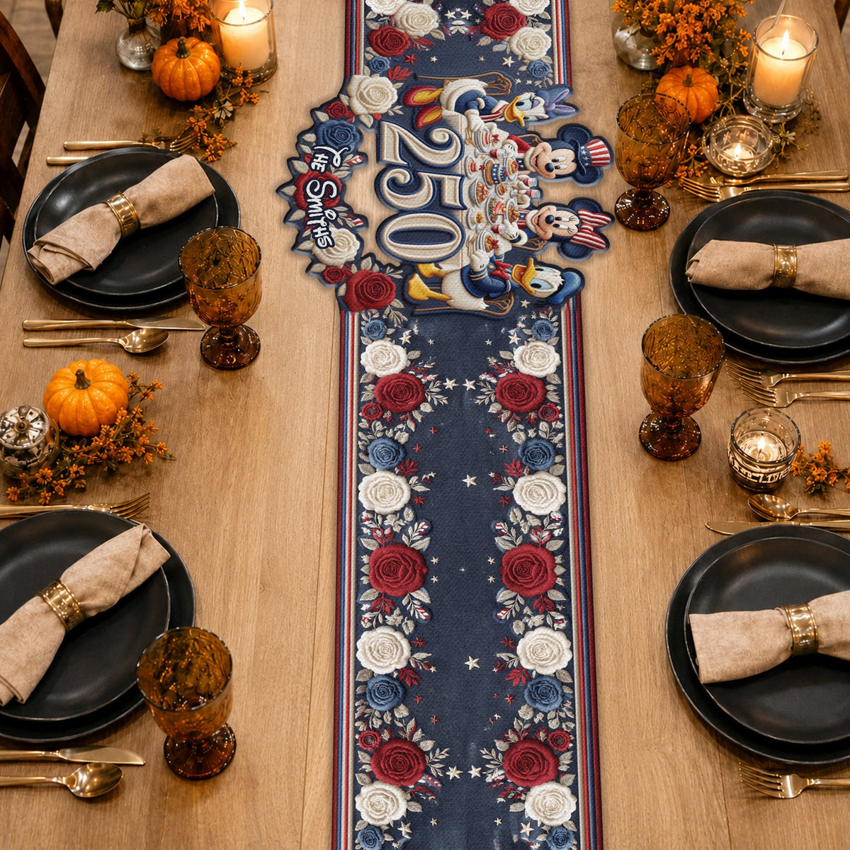 250 Years Table Decoration - Personalized Mouse Custom Shape Table Runner