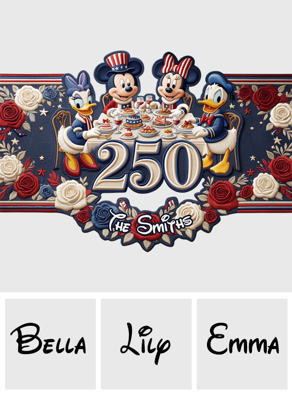 250 Years Table Decoration - Personalized Mouse Custom Shape Table Runner