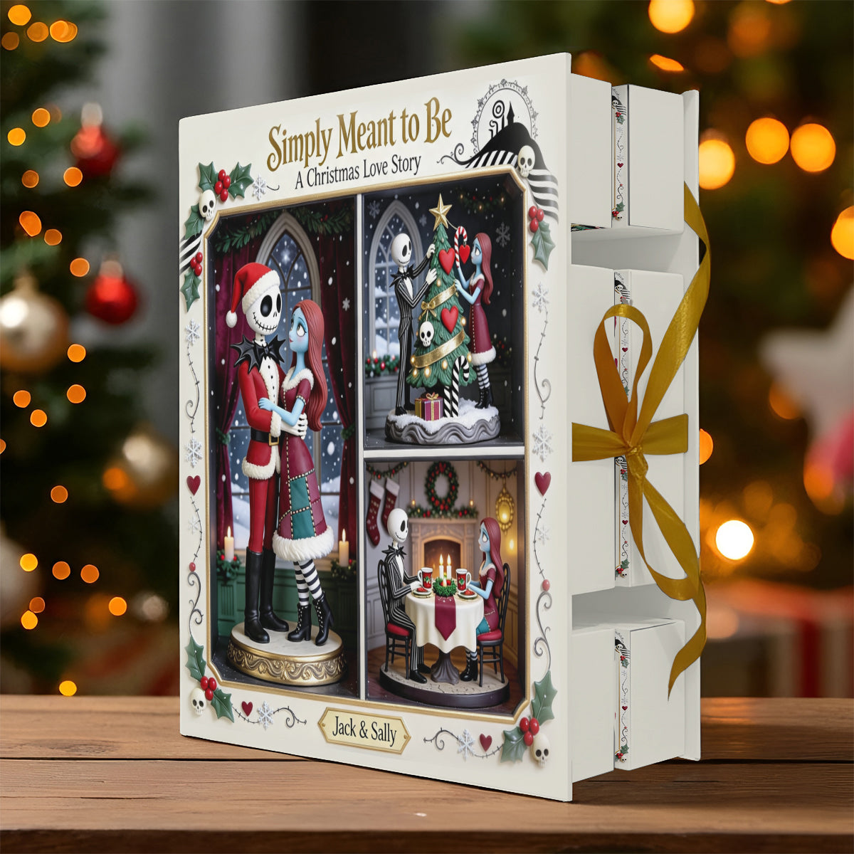 A Christmas Love Story - Personalized Nightmare Folded Advent Calendar With Ornaments